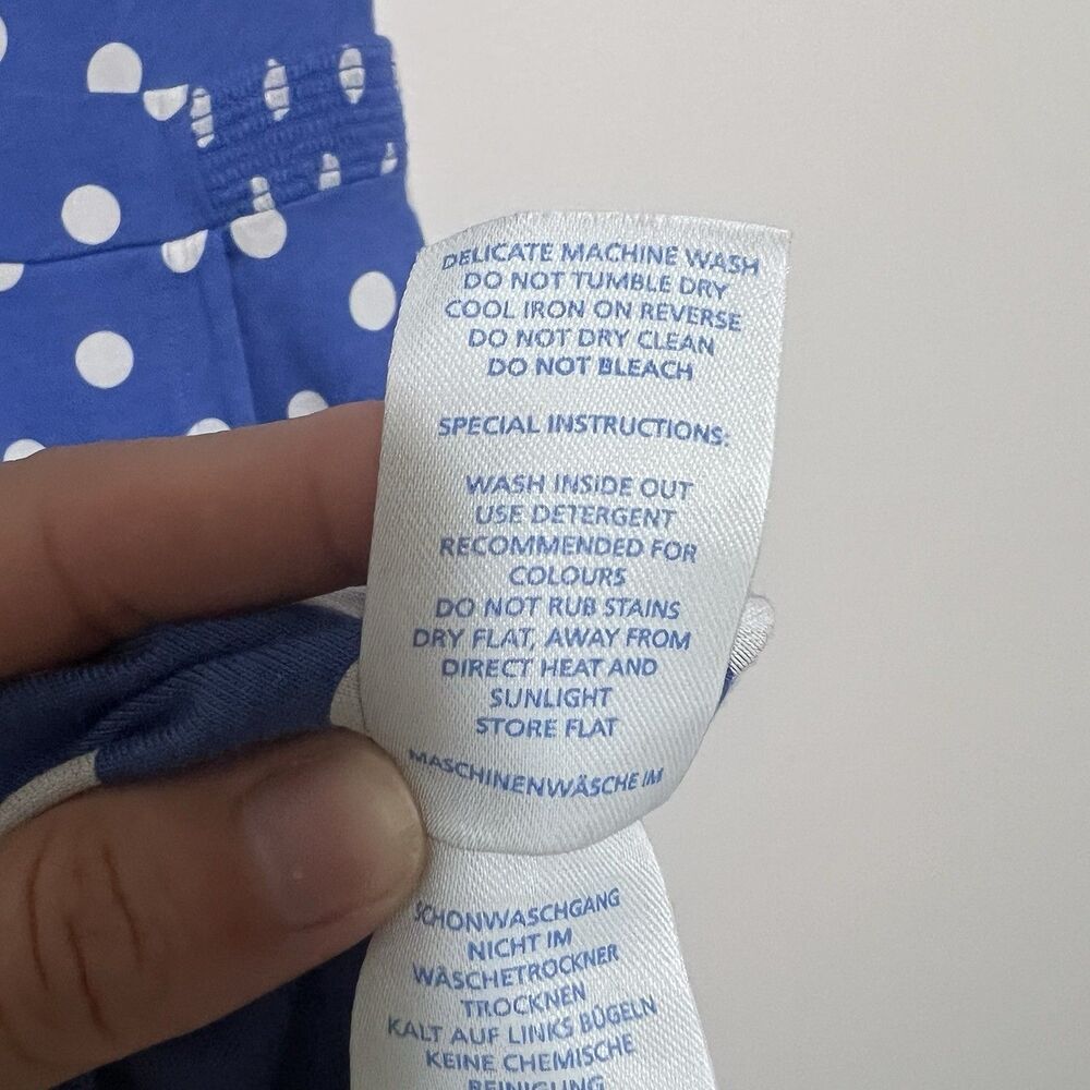 Boden Margot Blue White Polka Dot Dress Cotton UK 14 US 10 Pockets - Picture 10 of 11